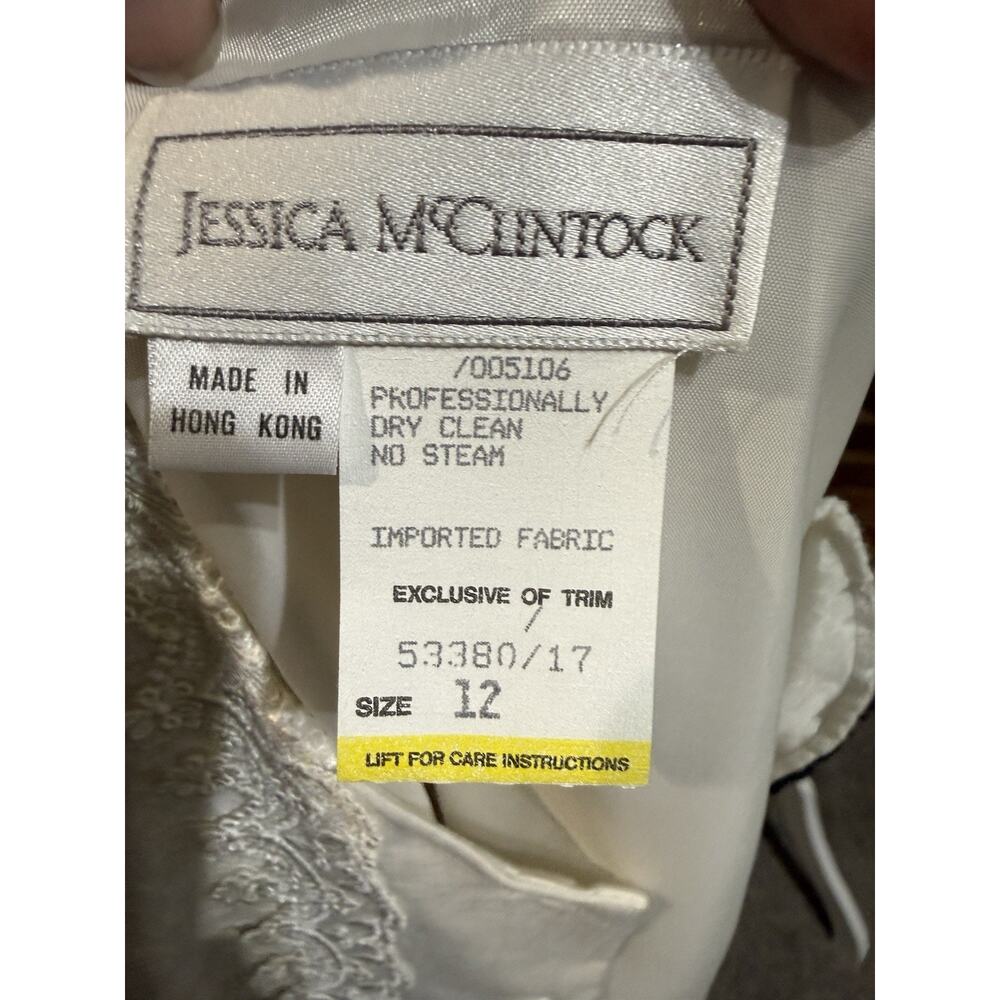 90’s Jessica McClintock White Linen Lace Skirt Suit 12 wedding bridal courthouse - Picture 9 of 15